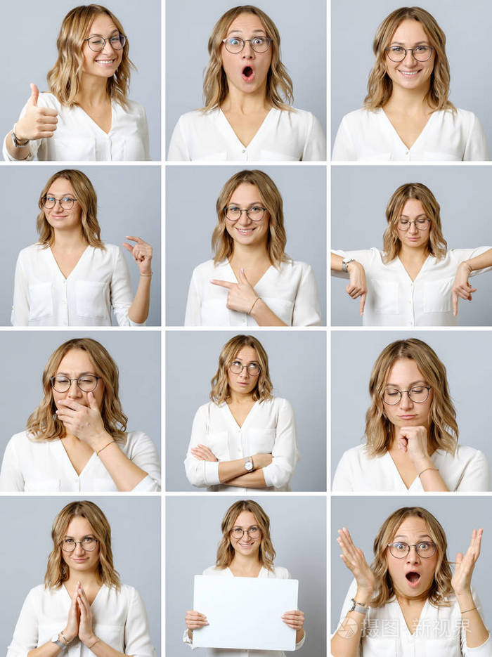有着不同表情和姿势的美女