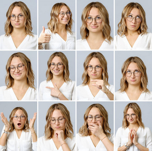 各种各样的情绪有着不同表情和姿势的美女照片