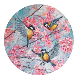 原始印象派手绘春树插画照片