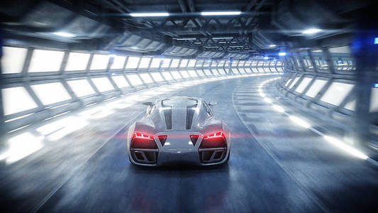 未来科幻高科技理念背景科幻未来汽车科里多,科幻隧道中的未来汽 