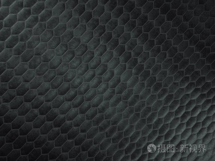 Leather stitched hexagon or honecomb black shiny texture 