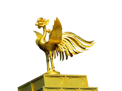 日本京都金阁寺屋顶装饰的金凤凰照片