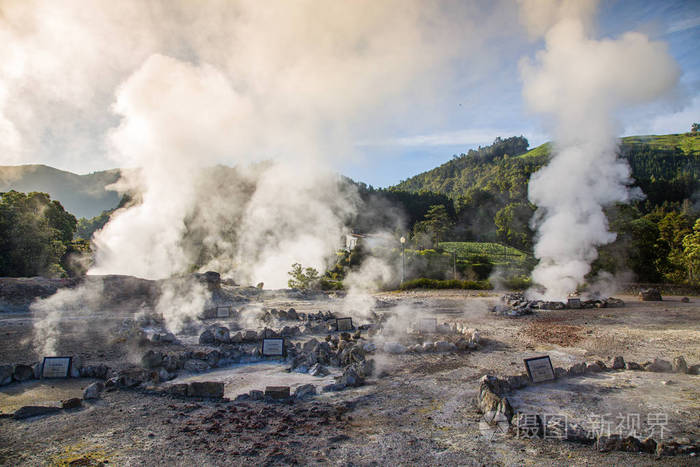 热蒸汽在熔炉中的火山喷发佐治亚州圣米格尔岛
