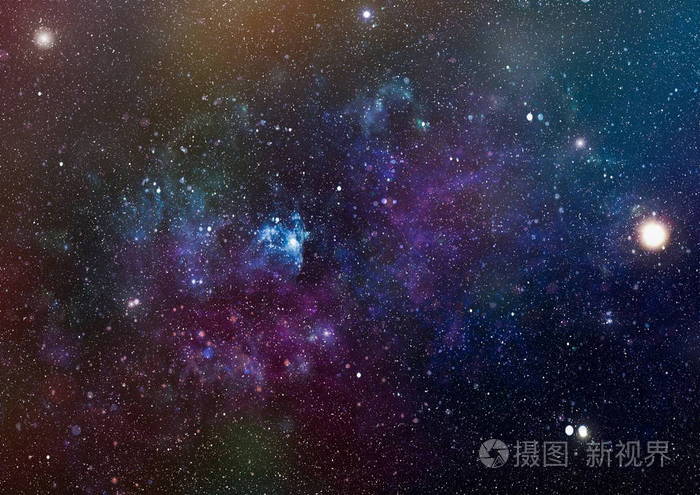 纵观深空布满星星的漆黑夜空外太空的星云