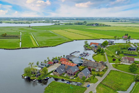 真实惠aerial from the village zevenhuizen in the countryside
