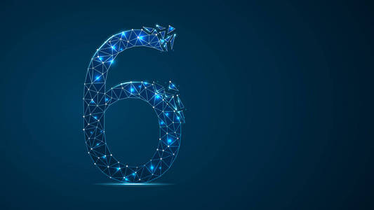 光栅数字6线框概念.照片