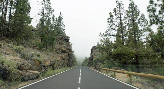 泰德火山上蜿蜒曲折的道路图片