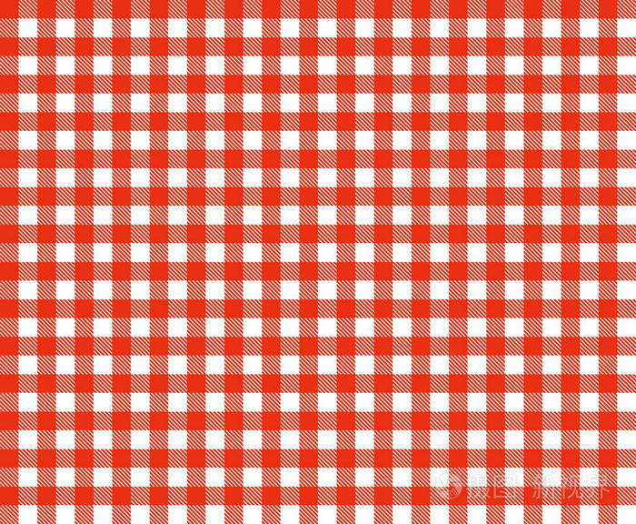 桌布质地红白相间的方格图案