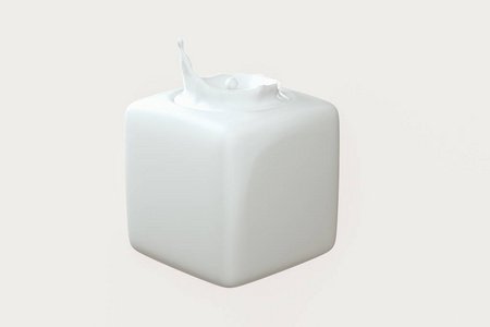 纯净喷溅牛奶与创意形状,三维渲染.照片