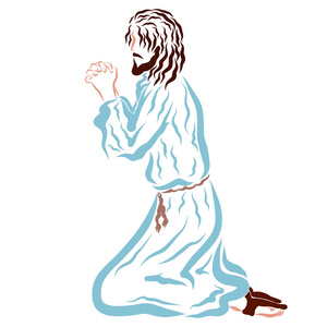 跪下者主耶稣跪下祷告,救世主照片