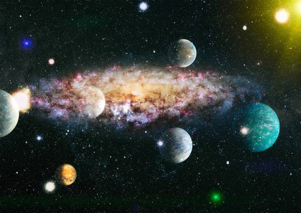 星球以及由美国宇航局提供的这张图片中的星系元素照片