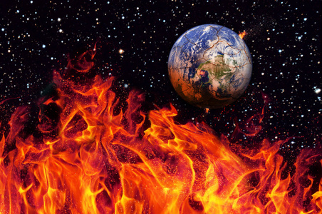 世界末日,太阳爆炸摧毁了地球.时间结束了.科幻艺术.