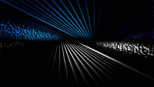 中国动画网络抽象的3d线条在黑色背景上振动移动,无缝循环.动画.