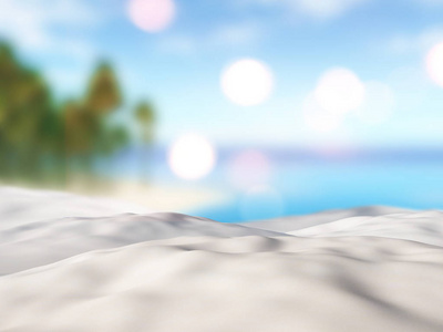 三维特写沙滩对棕榈树岛的散乱图片