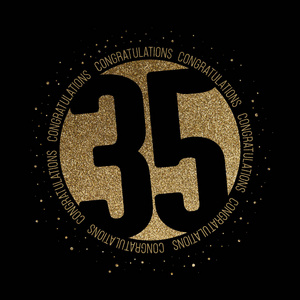 祝贺数字35岁生日闪光圈设计照片