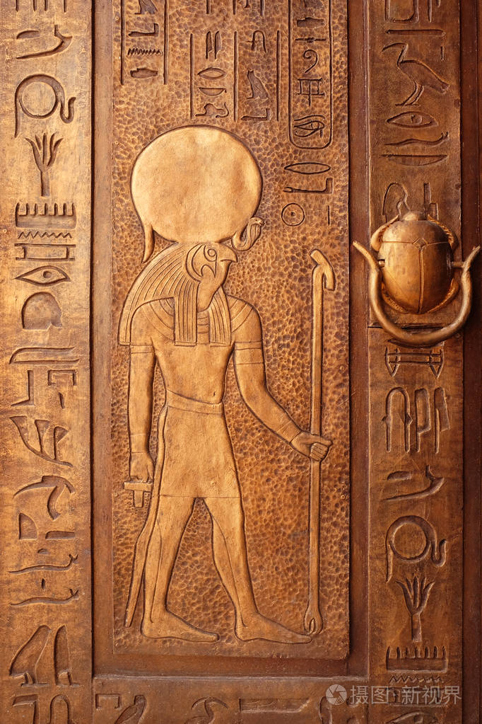 古埃及场景古埃及神庙外墙上的象形文字雕刻