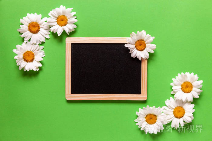 Chamomile and slate desk, place for your text 