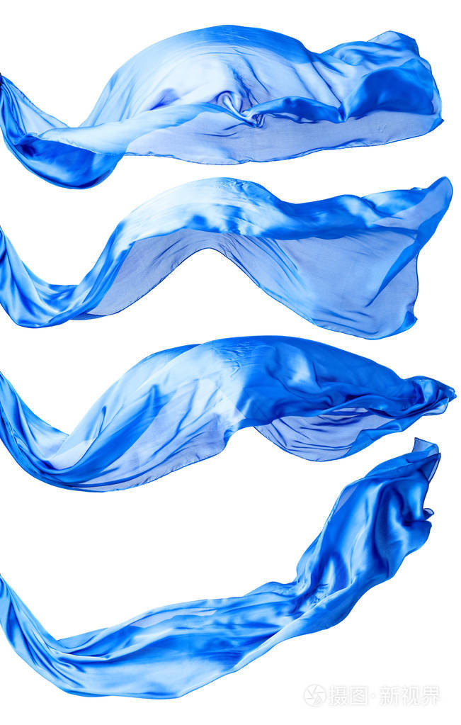 光滑优雅的蓝色透明布隔离在白色背景上照片-正版商用图片2l41lb-摄图
