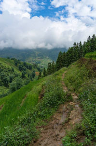 山间峡谷风景如画的泥泞小路图片