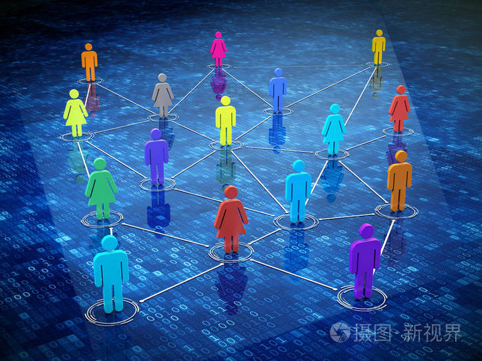 社交媒体概念网络传播社交网络三维插图