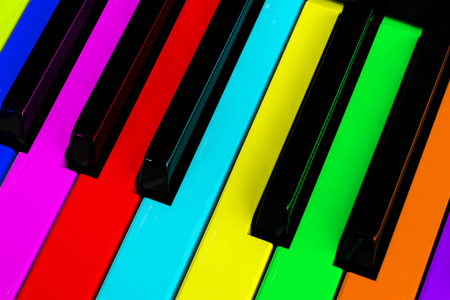 彩色钢琴键盘图片