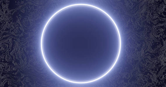 以浮雕纹理为背景的霓虹灯发光的圆圈或圆环.为您的业务提供图解说明.