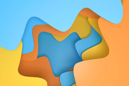 剪纸风背景曲线纸背景,彩色背景,三维渲染照片