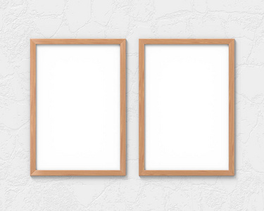 木材纹理图片框架一套2个垂直的木制框架模型与一个边界挂在墙上.