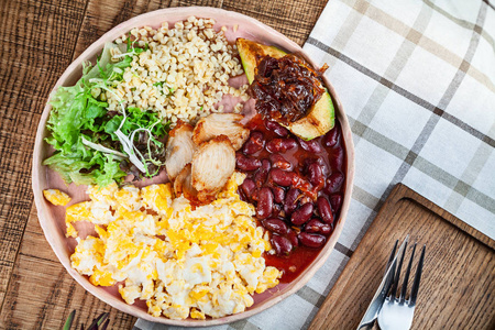 现代美食传统英式早餐,带复印空间.餐厅食物.