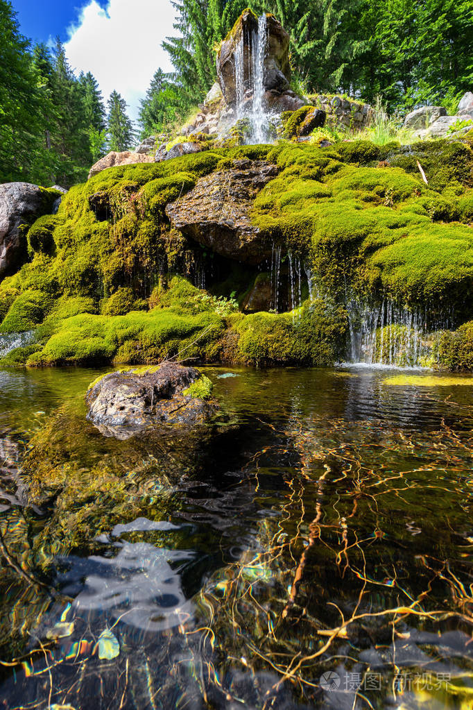 瀑布山景特写山河瀑布地