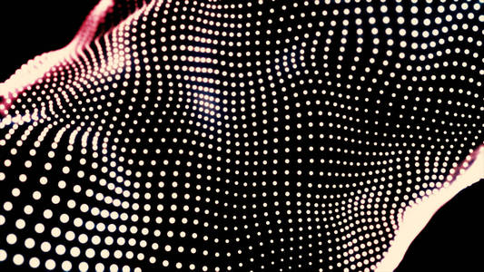 动画.在黑色背景上流动的粉红色和白色小圆,抽象的织物.照片