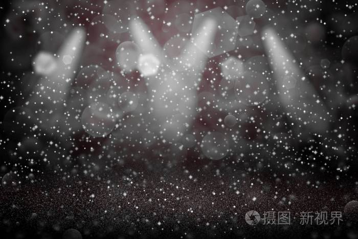 红色漂亮闪亮的闪光灯散焦舞台聚光灯博克抽象的背景与火花飞节日模型