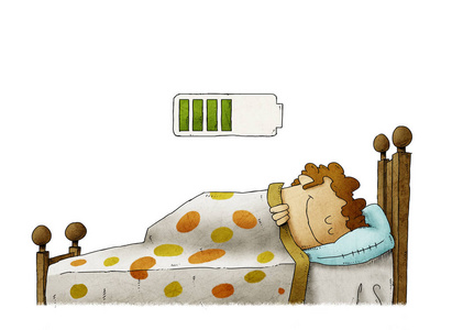 男人睡在家里充电,健康理念.孤立的照片