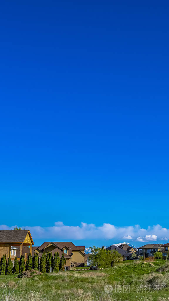 在一个阳光明媚的日子里在一个广阔的草地上有着丰富的蓝天背景