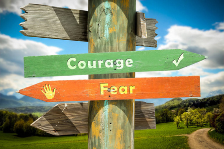 勇气与恐惧的路标图片