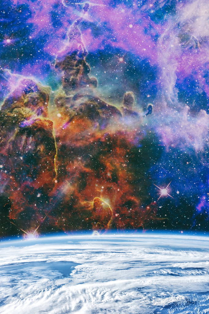 闪耀闪亮的蓝色恒星粒子在黑色背景下运动星光星云位于宇宙空间背景这