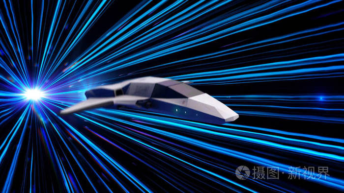 宇宙空间中的宇宙飞船动画游戏图形飞行星际飞船在超空间跳跃时宇宙