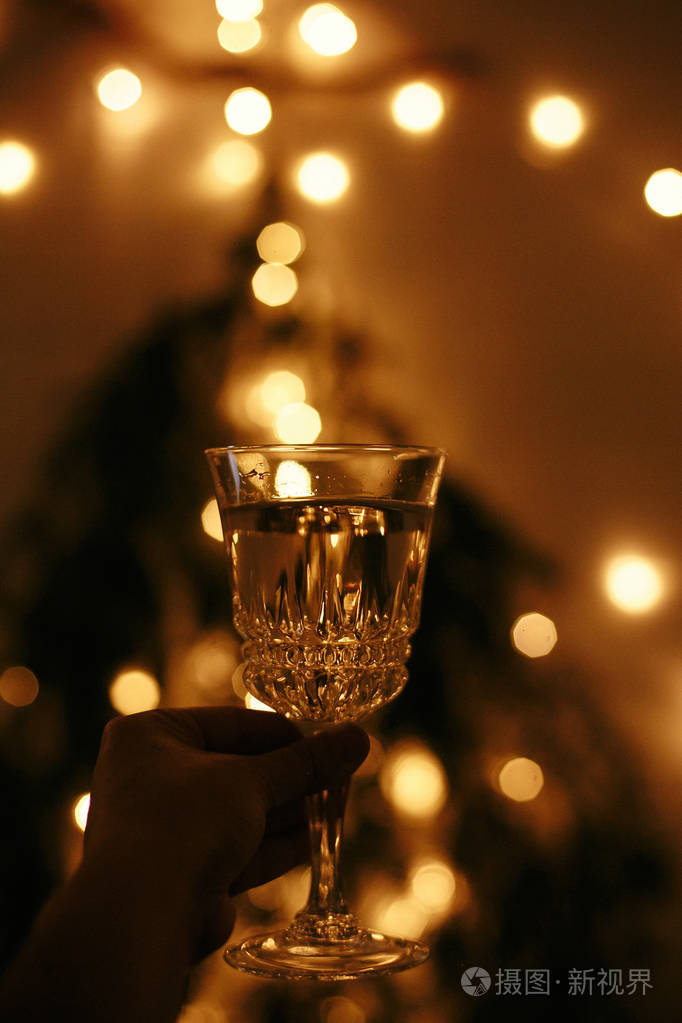 新年晚会快乐手握香槟酒杯