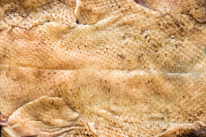 从鸭子身上取下的皮鹅皮取下羽毛用明火除去羽毛鹅皮质地