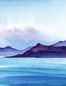 绘画蓝天白云图片