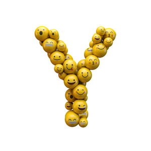 字母y表情符号字体.三维渲染照片