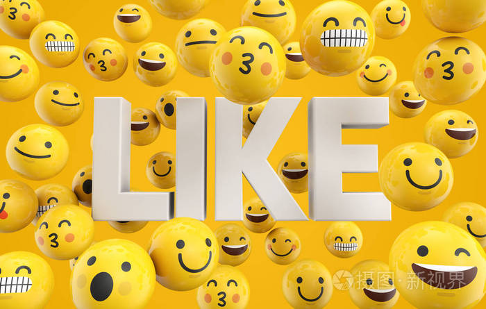 一组表情符号人物脸上带有单词like3dren