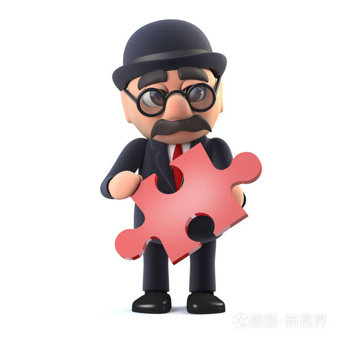 戴着3d圆顶帽的英国商人有一个难题