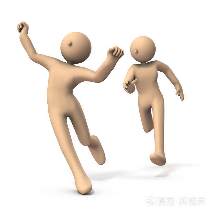 这两个角色正在逃跑一个是后视图白背巾