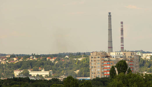 城市热电厂烟囱图片