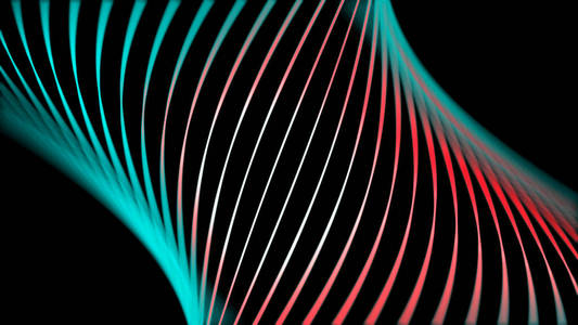 美丽的抽象霓虹线旋转和改变其颜色在黑色背景动画抽象背景霓虹灯圆环