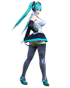 3d漫画cosplay动漫女孩.摄影图