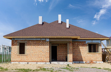 瓦砖房插画图片