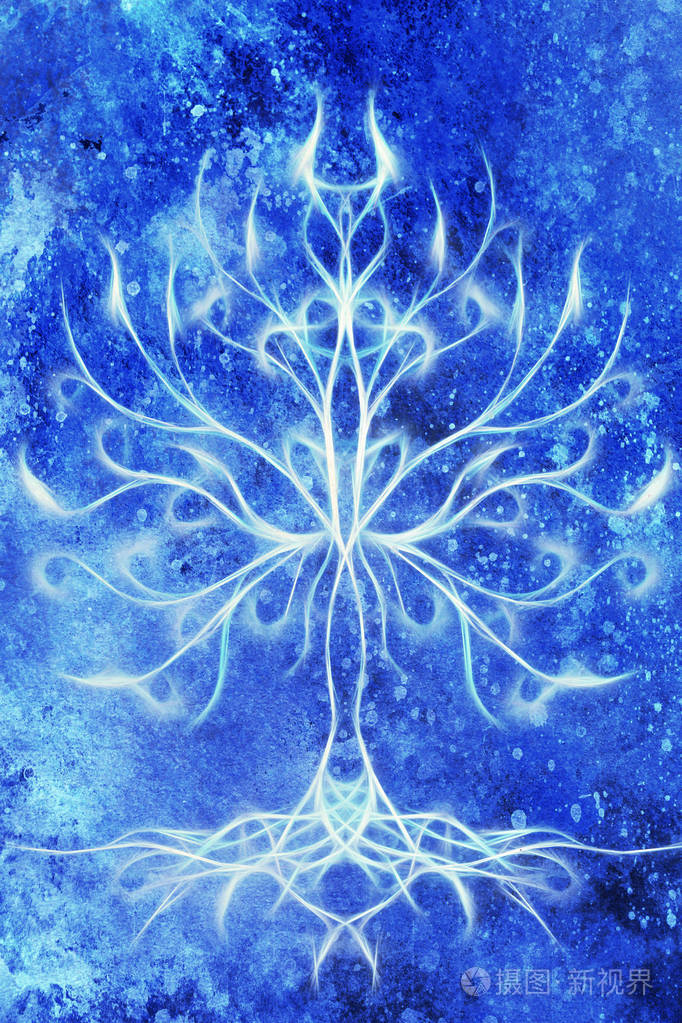 结构装饰背景上的生命之树符号yggdrasil