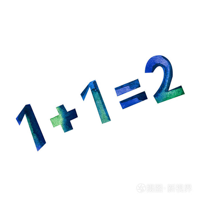 水彩画的数学公式白色背景上的孤立物体数学课数数学校科目手绘